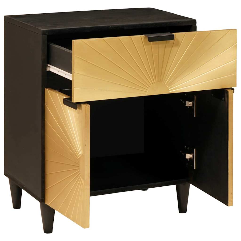 Sengebord Sort og Guld 50 x 33 x 60 cm Massivt mangotræ