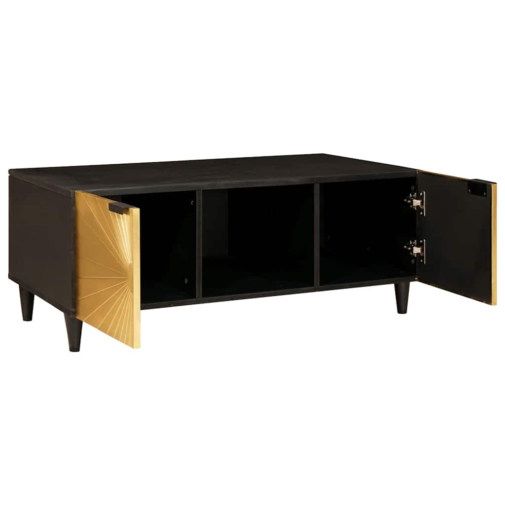 Sofabord Sort og Guld 100 x 54 x 40 cm Massivt mangotræ