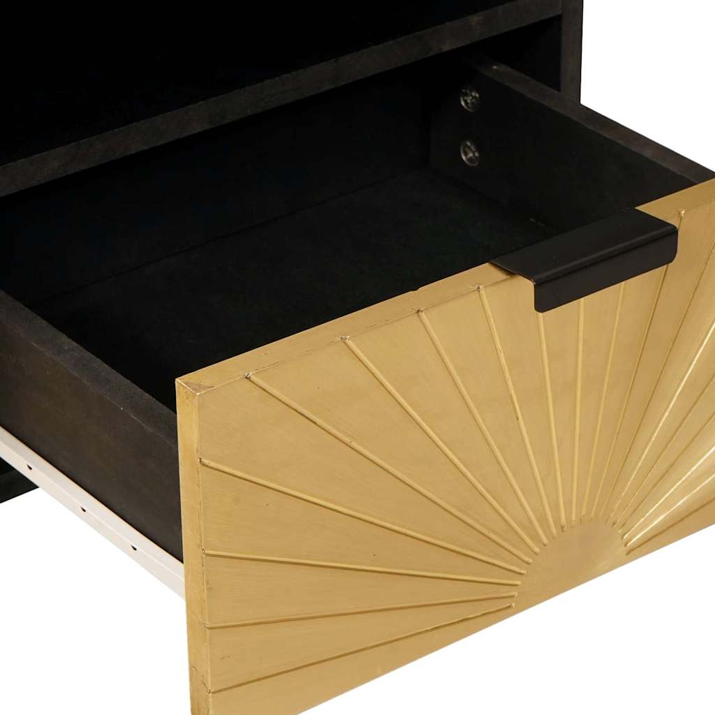 Sofabord Sort og Guld 80 x 54 x 40 cm Massivt mangotræ