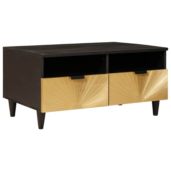 Sofabord Sort og Guld 80 x 54 x 40 cm Massivt mangotræ