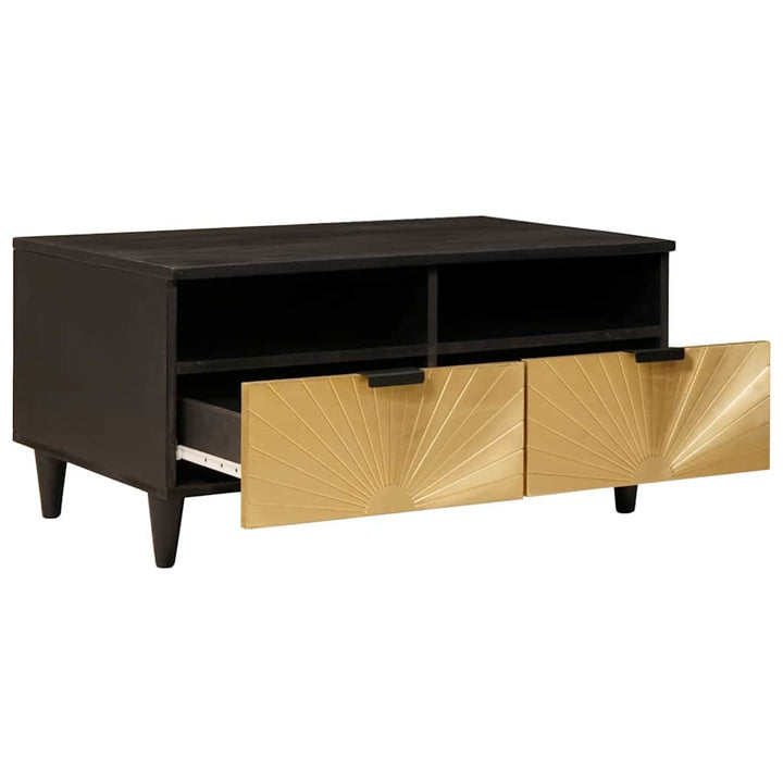 Sofabord Sort og Guld 80 x 54 x 40 cm Massivt mangotræ