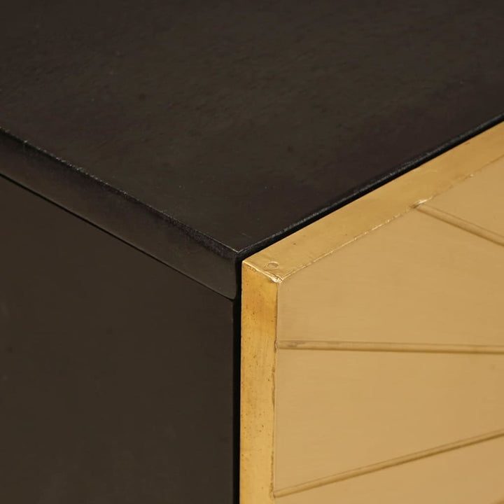 TV-skab med dør Sort og Guld 105 x 33 x 46 cm Massivt mangotræ