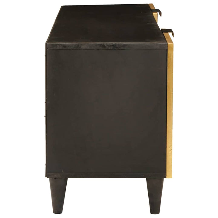 TV-skab med dør Sort og Guld 105 x 33 x 46 cm Massivt mangotræ