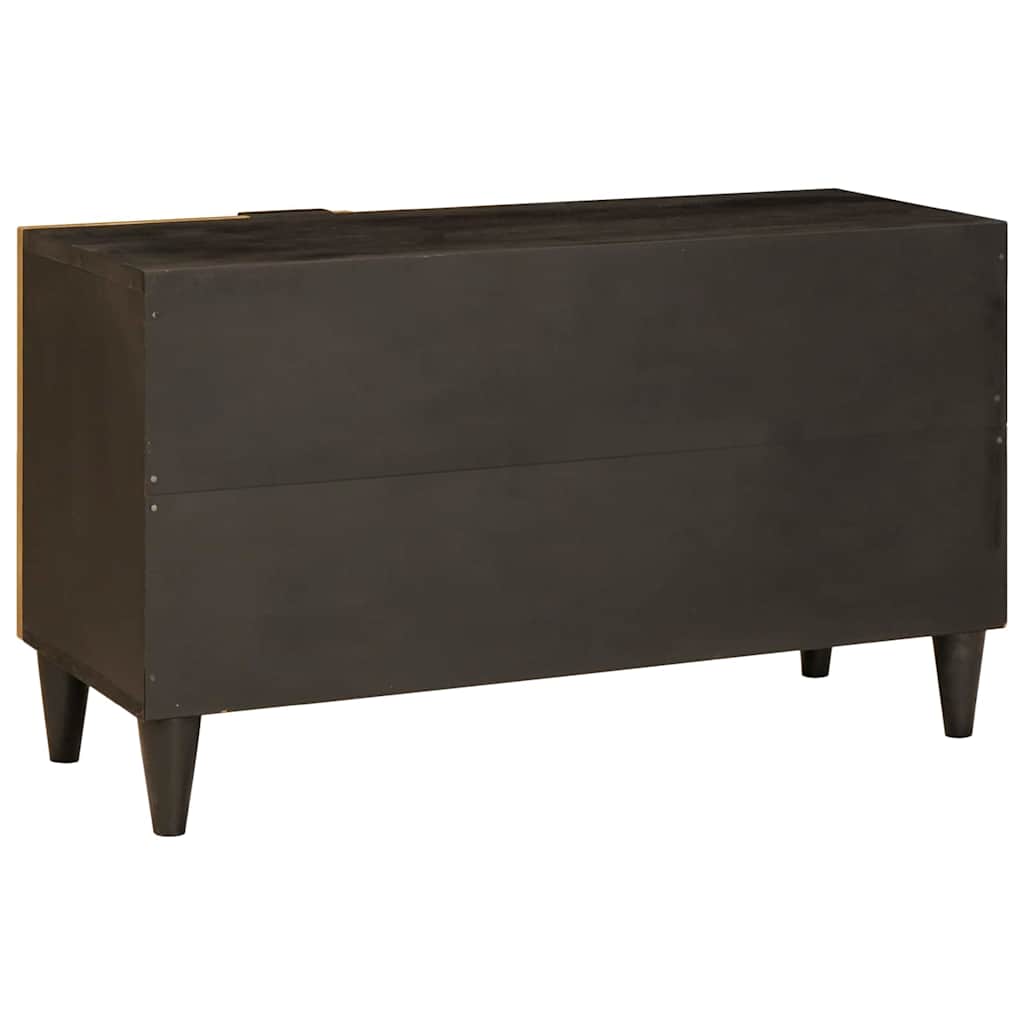 TV-skab med hylde Sort og Guld 80 x 33 x 46 cm Massivt mangotræ