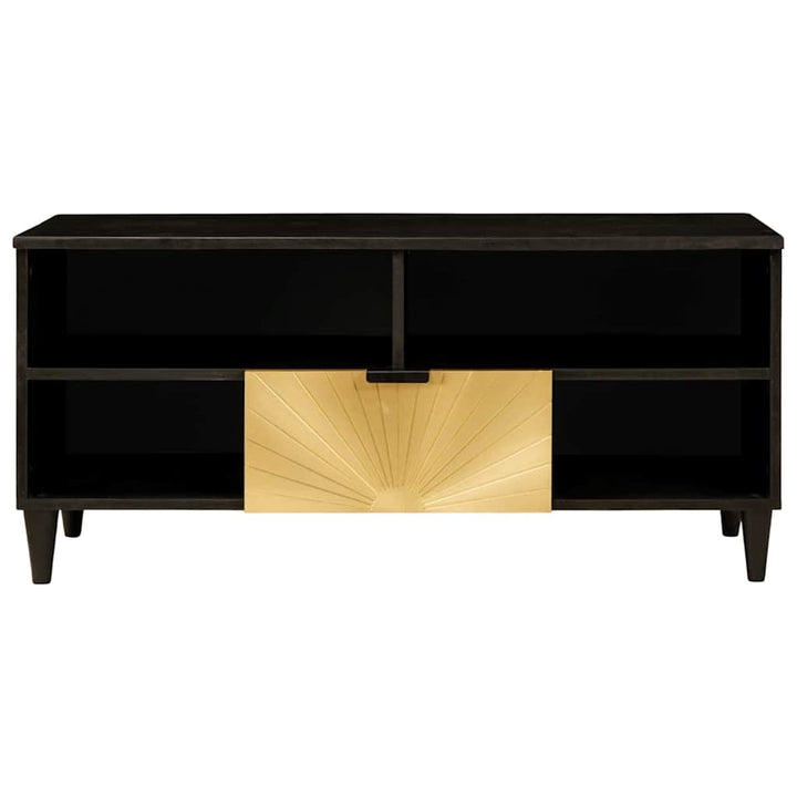 TV-skab Sort og Guld 100 x 33 x 46 cm Massivt mangotræ