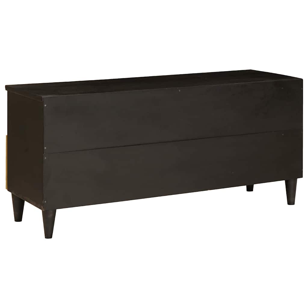 TV-skab Sort og Guld 100 x 33 x 46 cm Massivt mangotræ