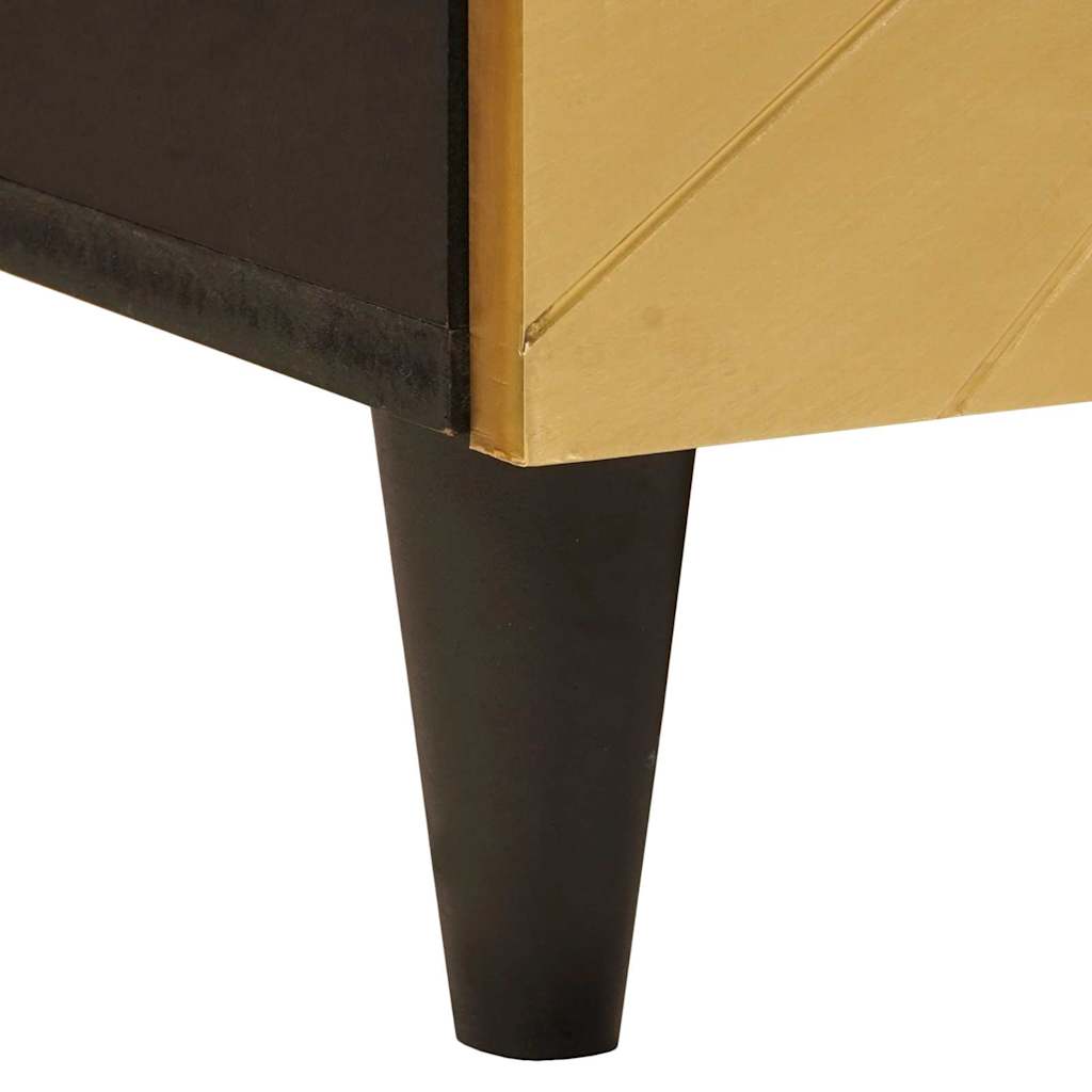 Vaskeskab med dør Sort og Guld 62 x 33 x 58 cm Massivt mangotræ