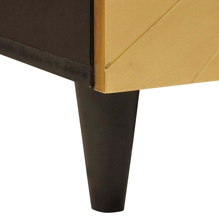 Vaskeskab med dør Sort og Guld 62 x 33 x 58 cm Massivt mangotræ