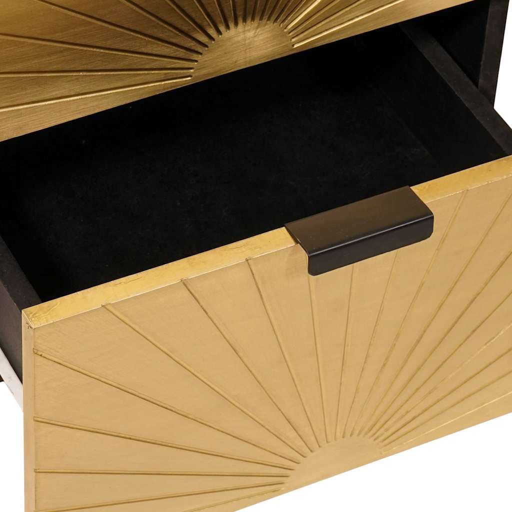 Sideboard Sort og Guld 40 x 33 x 75 cm Massivt mangotræ