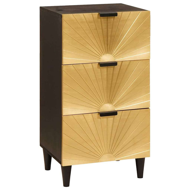 Sideboard Sort og Guld 40 x 33 x 75 cm Massivt mangotræ