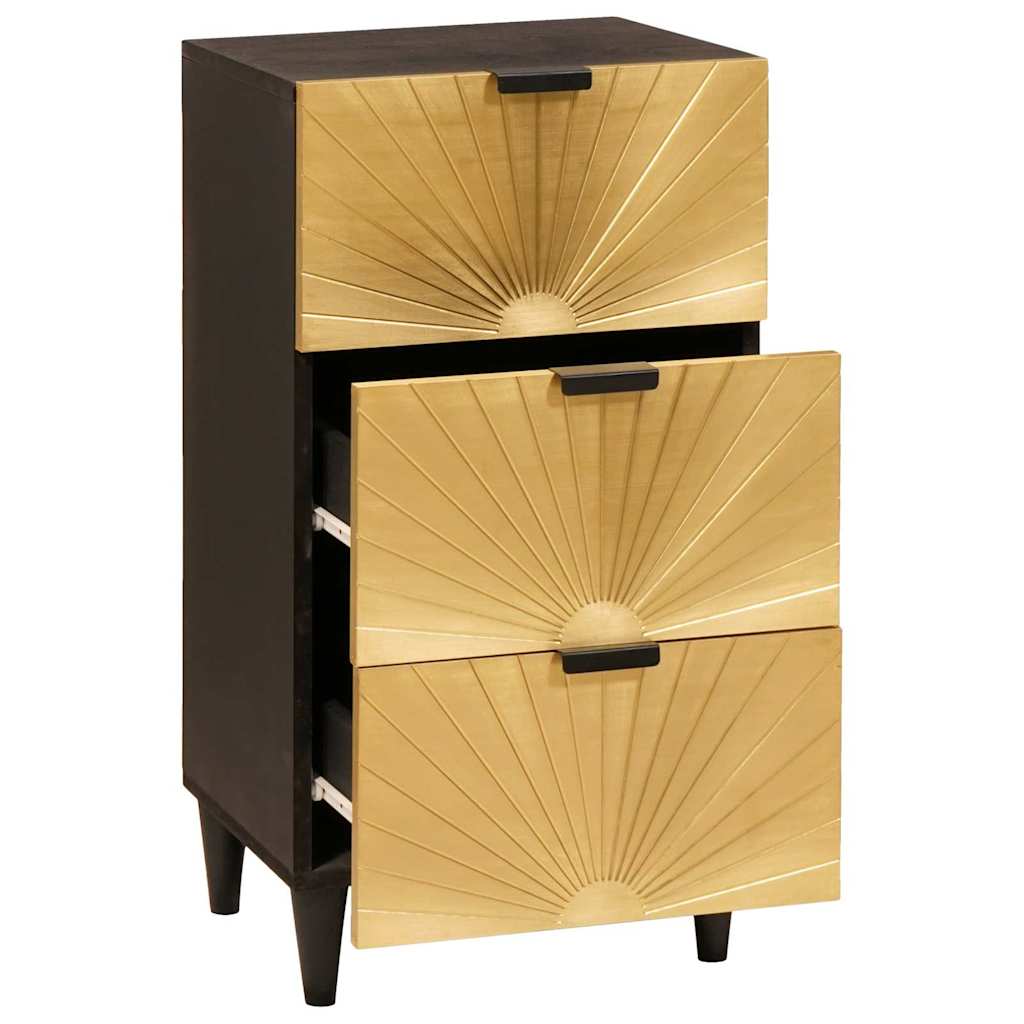Sideboard Sort og Guld 40 x 33 x 75 cm Massivt mangotræ
