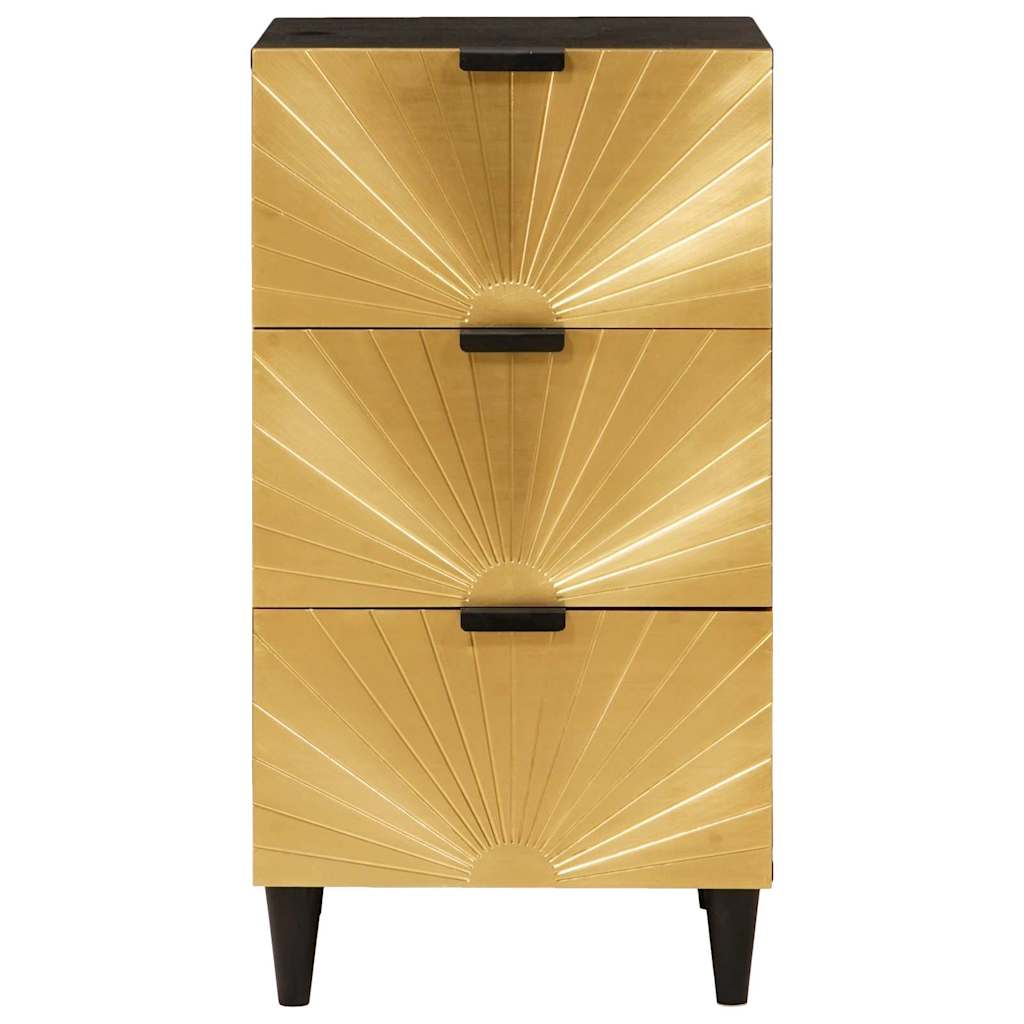 Sideboard Sort og Guld 40 x 33 x 75 cm Massivt mangotræ