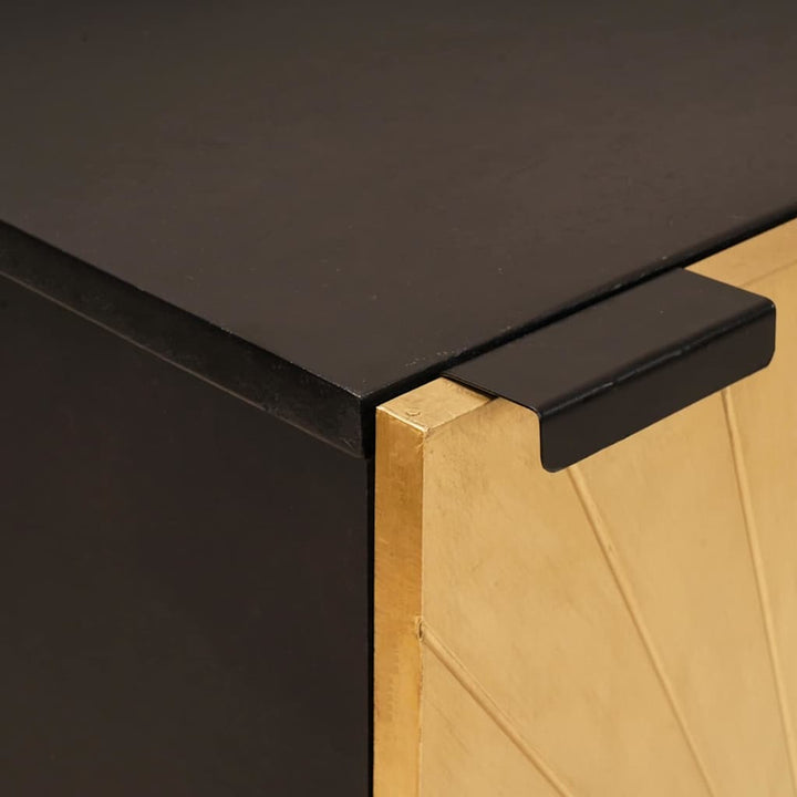 Sideboard med dør Sort og Guld 40 x 33 x 75 cm Massivt mangotræ
