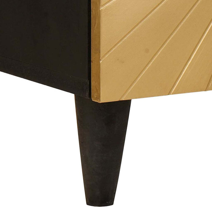 Sideboard med dør Sort og Guld 40 x 33 x 75 cm Massivt mangotræ