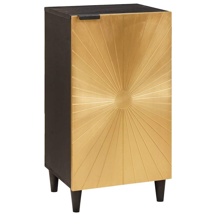 Sideboard med dør Sort og Guld 40 x 33 x 75 cm Massivt mangotræ