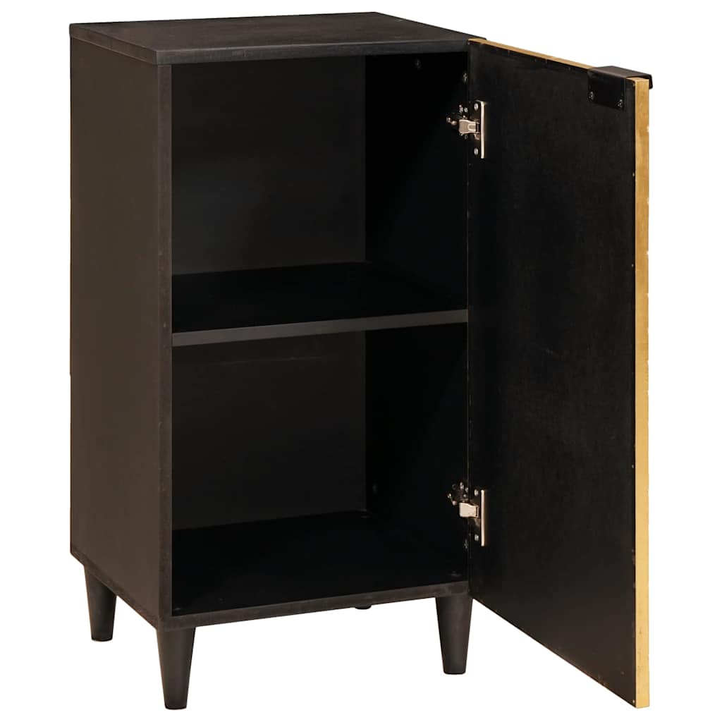 Sideboard med dør Sort og Guld 40 x 33 x 75 cm Massivt mangotræ