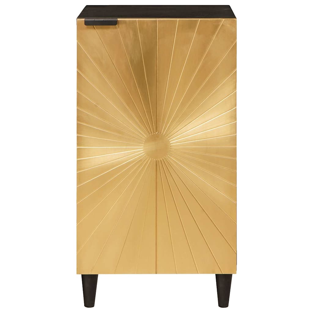 Sideboard med dør Sort og Guld 40 x 33 x 75 cm Massivt mangotræ