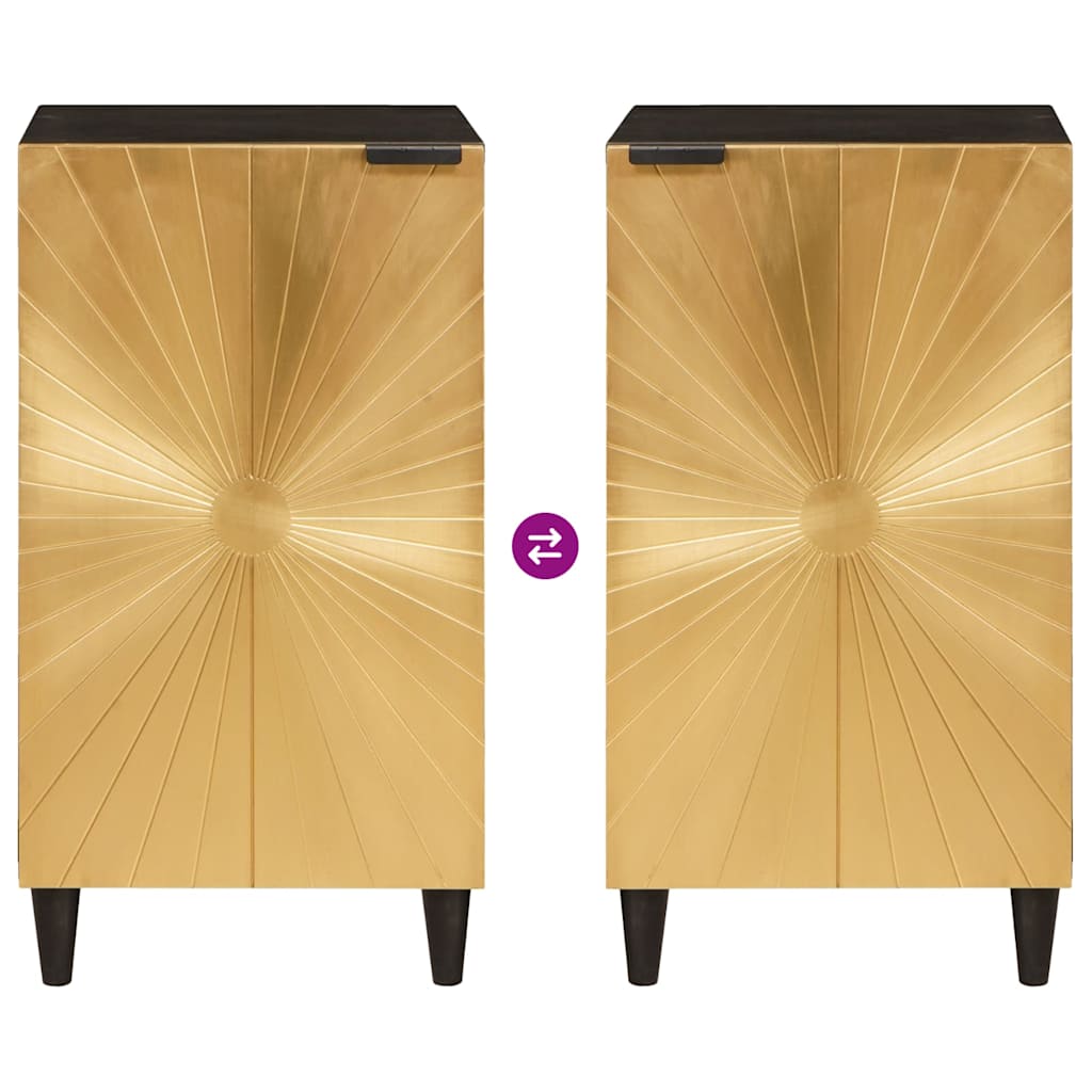 Sideboard med dør Sort og Guld 40 x 33 x 75 cm Massivt mangotræ