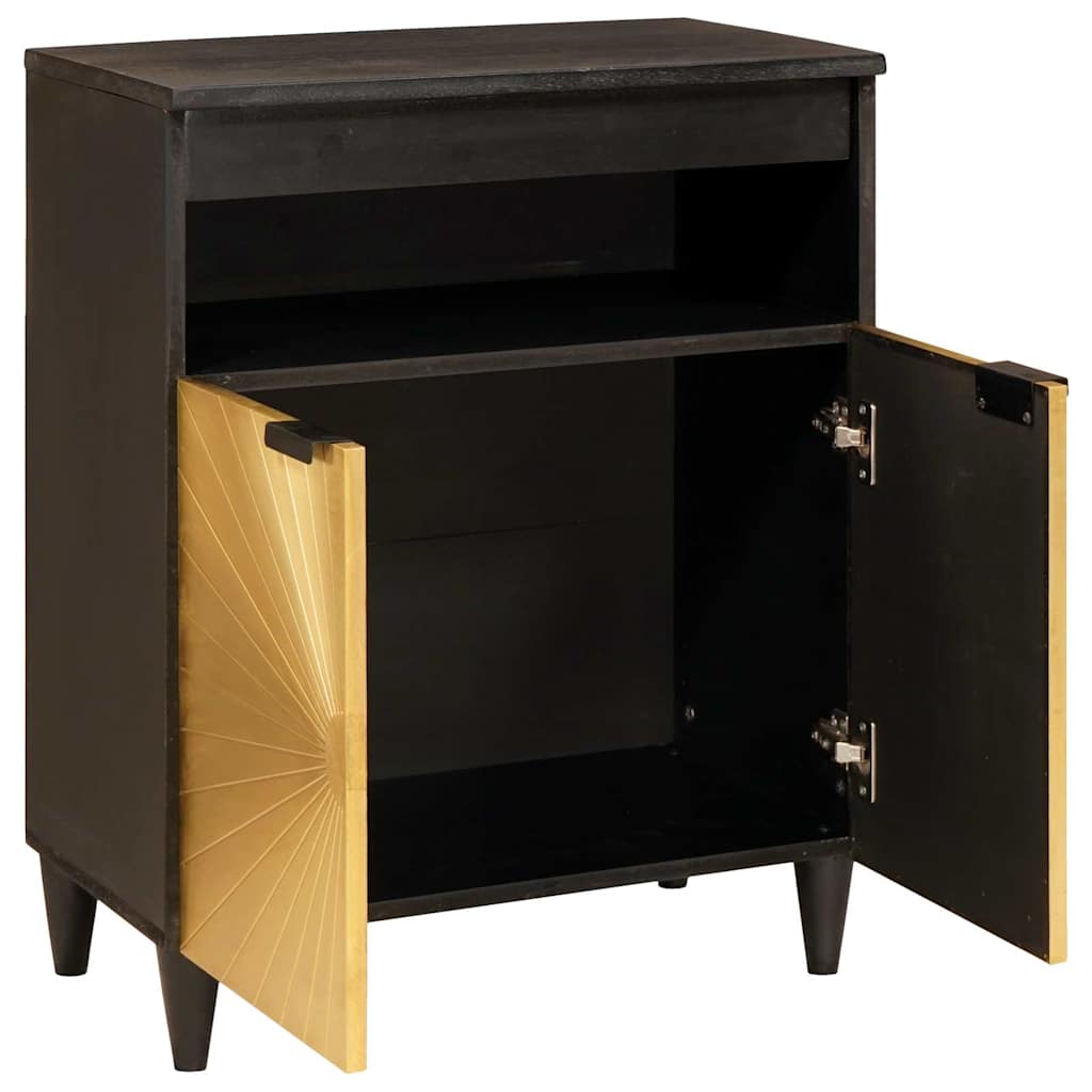 Sideboard med dør Sort og Guld 60 x 33 x 75 cm Massivt mangotræ