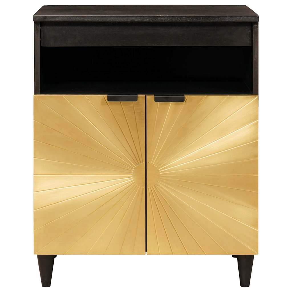 Sideboard med dør Sort og Guld 60 x 33 x 75 cm Massivt mangotræ