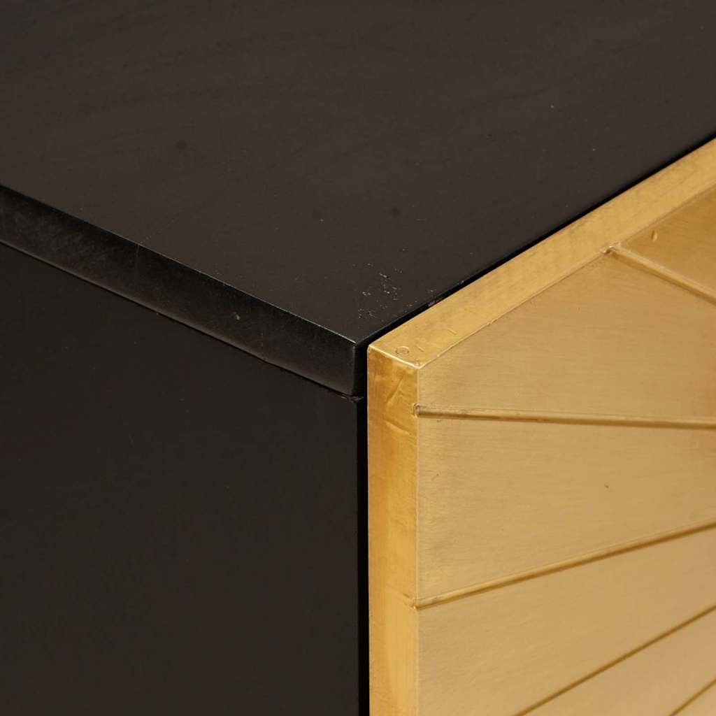 Sideskab Sort og Guld 60 x 33.5 x 75 cm Massivt mangotræ