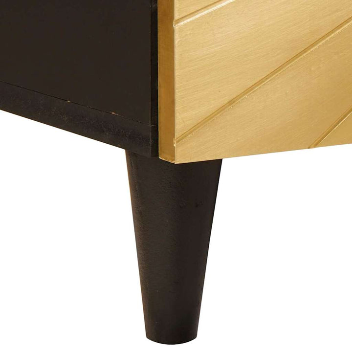 Sideskab Sort og Guld 60 x 33.5 x 75 cm Massivt mangotræ