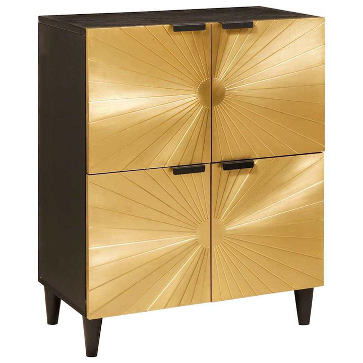 Sideskab Sort og Guld 60 x 33.5 x 75 cm Massivt mangotræ
