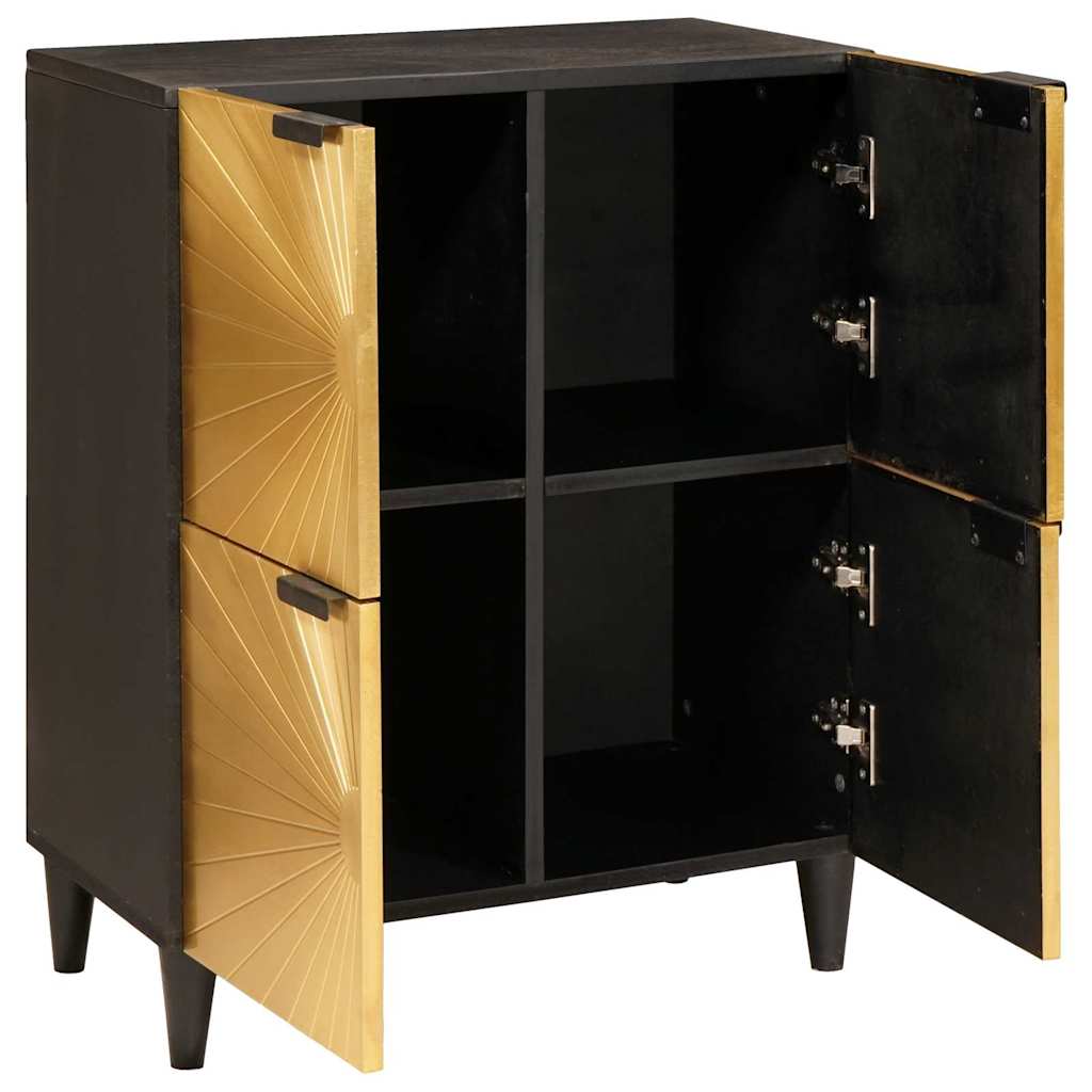 Sideskab Sort og Guld 60 x 33.5 x 75 cm Massivt mangotræ