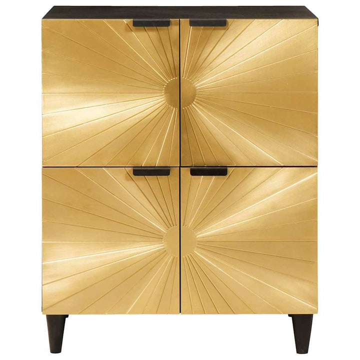 Sideskab Sort og Guld 60 x 33.5 x 75 cm Massivt mangotræ