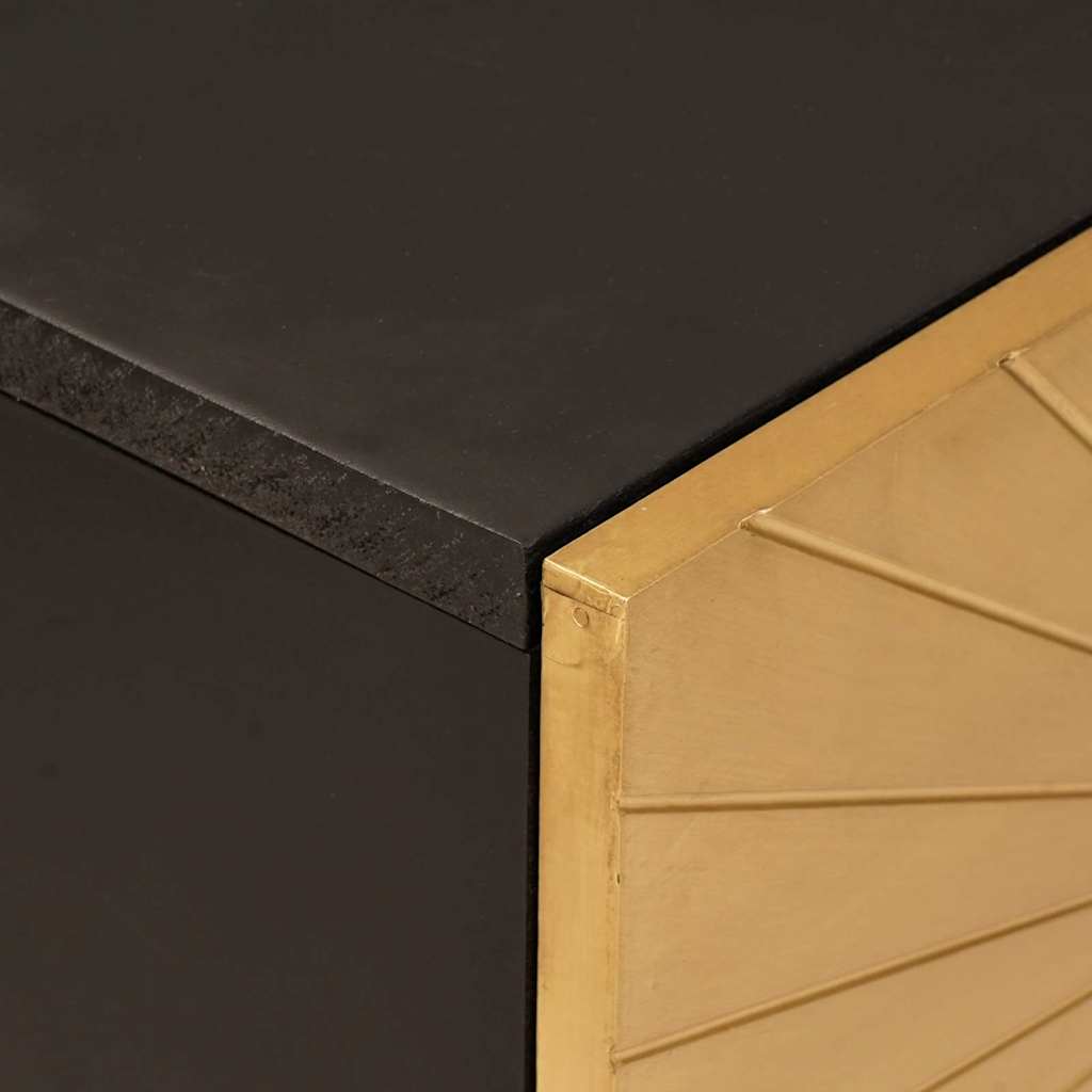 Sideskab Sort og Guld 80 x 33.5 x 75 cm Massivt mangotræ