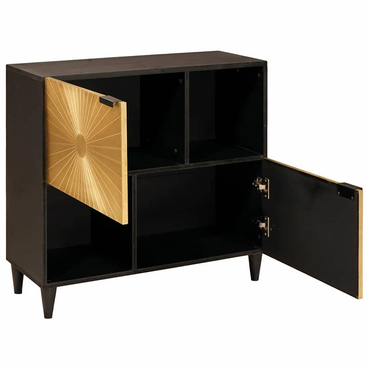 Sideskab Sort og Guld 80 x 33.5 x 75 cm Massivt mangotræ
