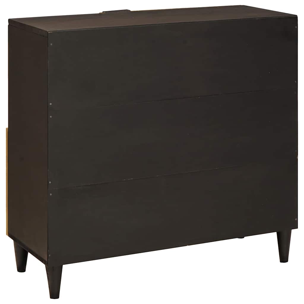 Sideskab Sort og Guld 80 x 33.5 x 75 cm Massivt mangotræ