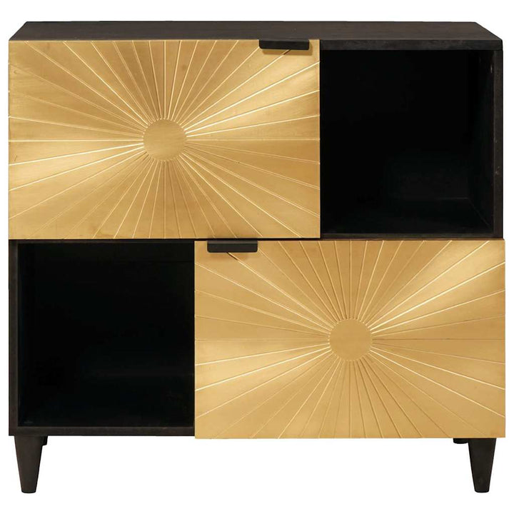 Sideskab Sort og Guld 80 x 33.5 x 75 cm Massivt mangotræ