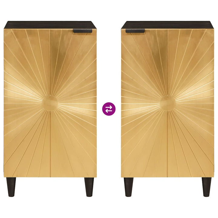Sideskab Sort og Guld 80 x 33.5 x 75 cm Massivt mangotræ