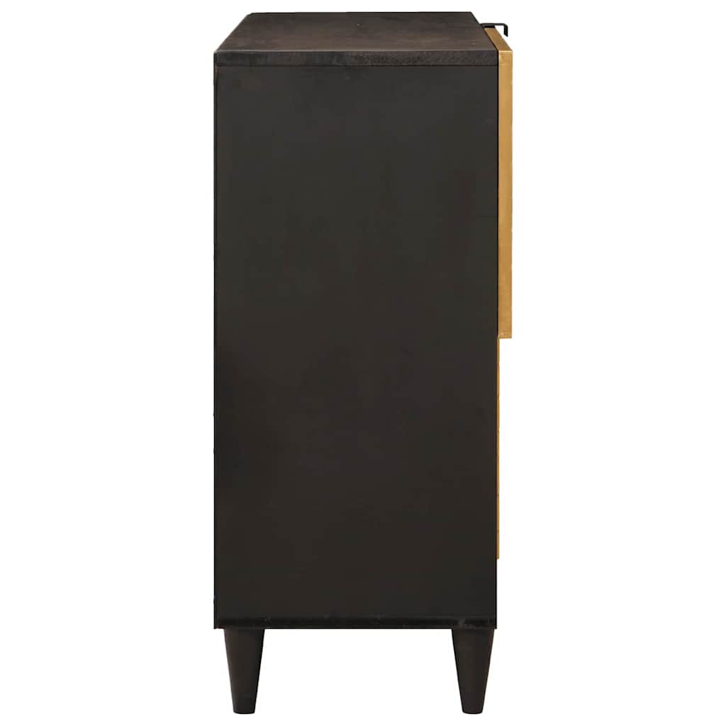 Sideskab Sort og Guld 80 x 33.5 x 75 cm Massivt mangotræ