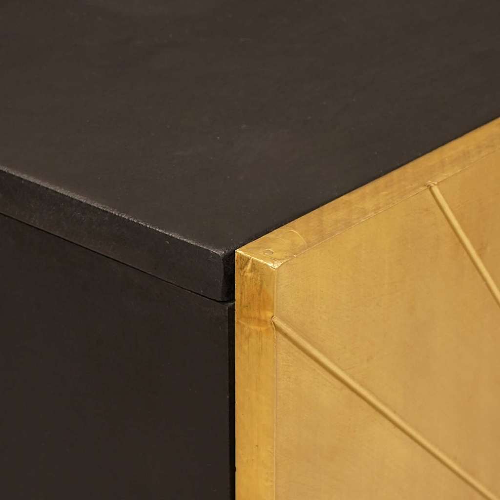 Sideskab Sort og Guld 90 x 33.5 x 75 cm Massivt mangotræ