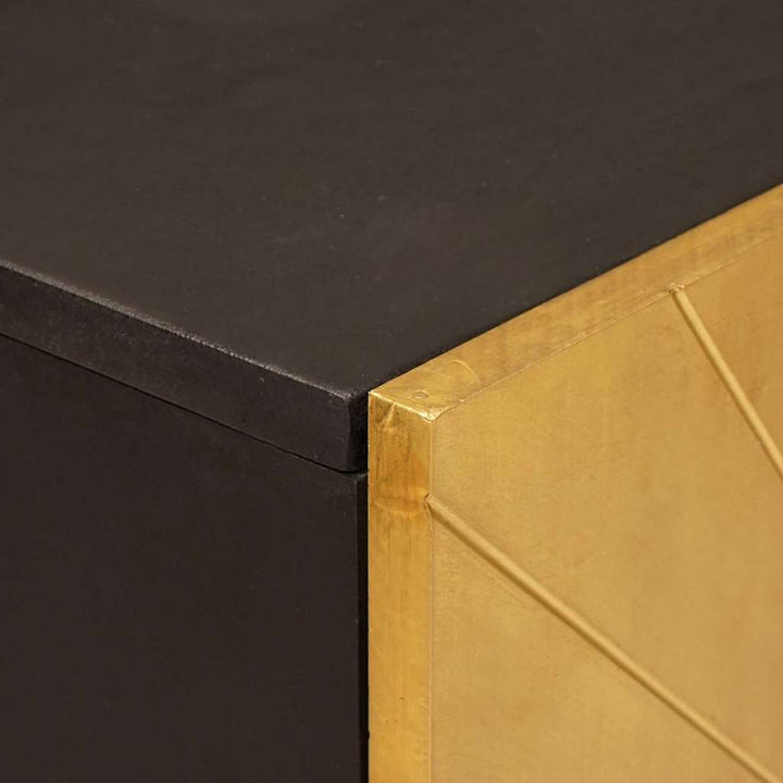 Sideskab Sort og Guld 90 x 33.5 x 75 cm Massivt mangotræ