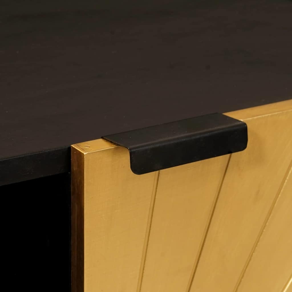 Sideskab Sort og Guld 90 x 33.5 x 75 cm Massivt mangotræ