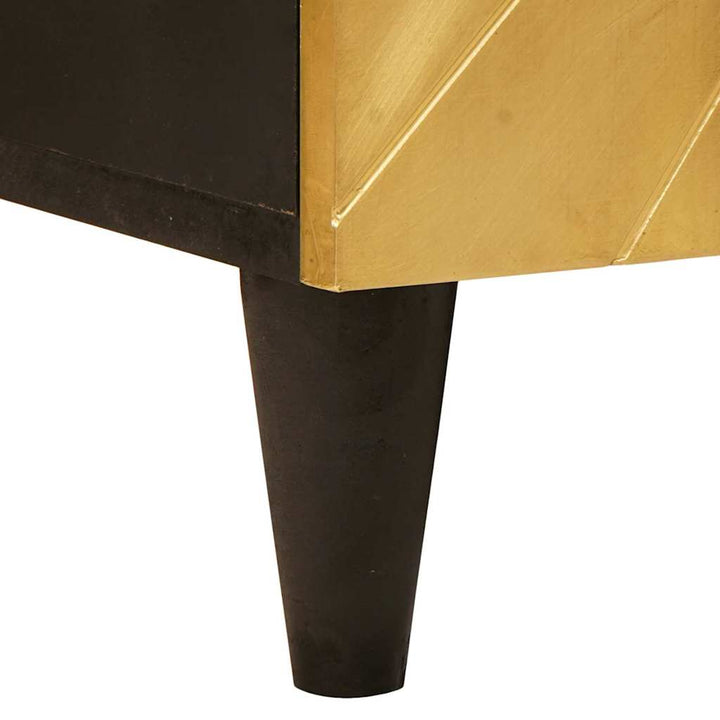 Sideskab Sort og Guld 90 x 33.5 x 75 cm Massivt mangotræ