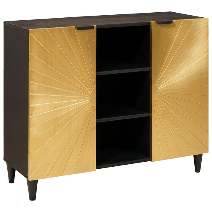 Sideskab Sort og Guld 90 x 33.5 x 75 cm Massivt mangotræ