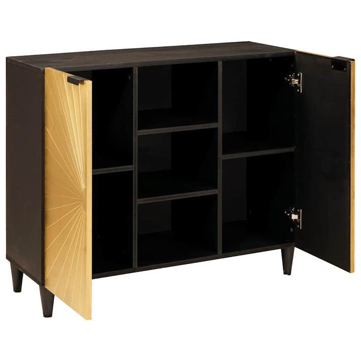 Sideskab Sort og Guld 90 x 33.5 x 75 cm Massivt mangotræ