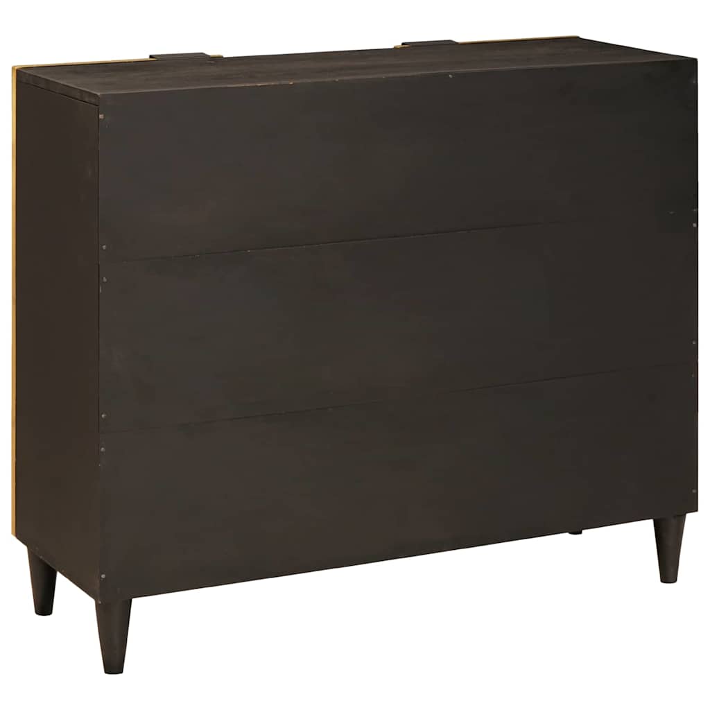 Sideskab Sort og Guld 90 x 33.5 x 75 cm Massivt mangotræ