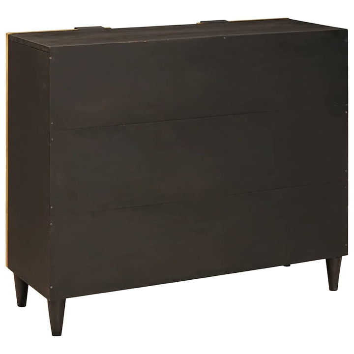 Sideskab Sort og Guld 90 x 33.5 x 75 cm Massivt mangotræ