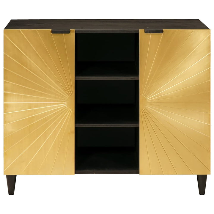 Sideskab Sort og Guld 90 x 33.5 x 75 cm Massivt mangotræ