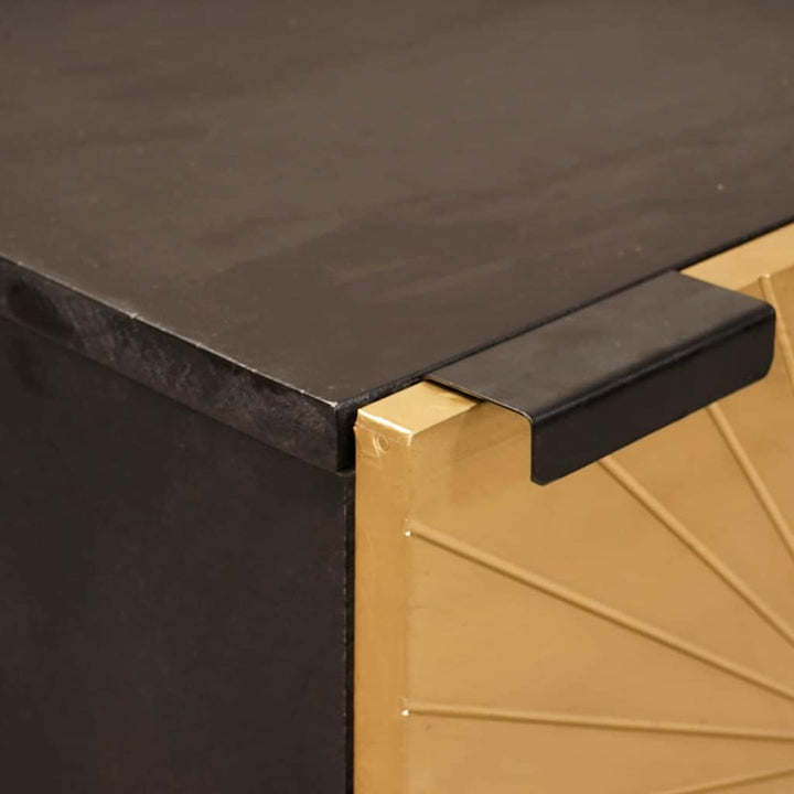 Sideskab Sort og guld 40 x 33.5 x 110 cm Massivt mangotræ