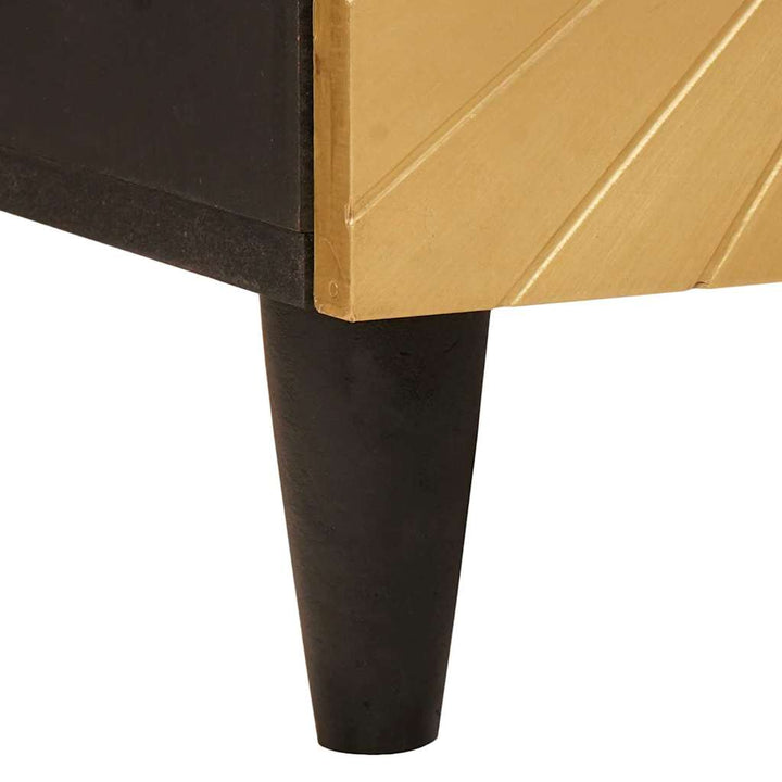 Sideskab Sort og guld 40 x 33.5 x 110 cm Massivt mangotræ