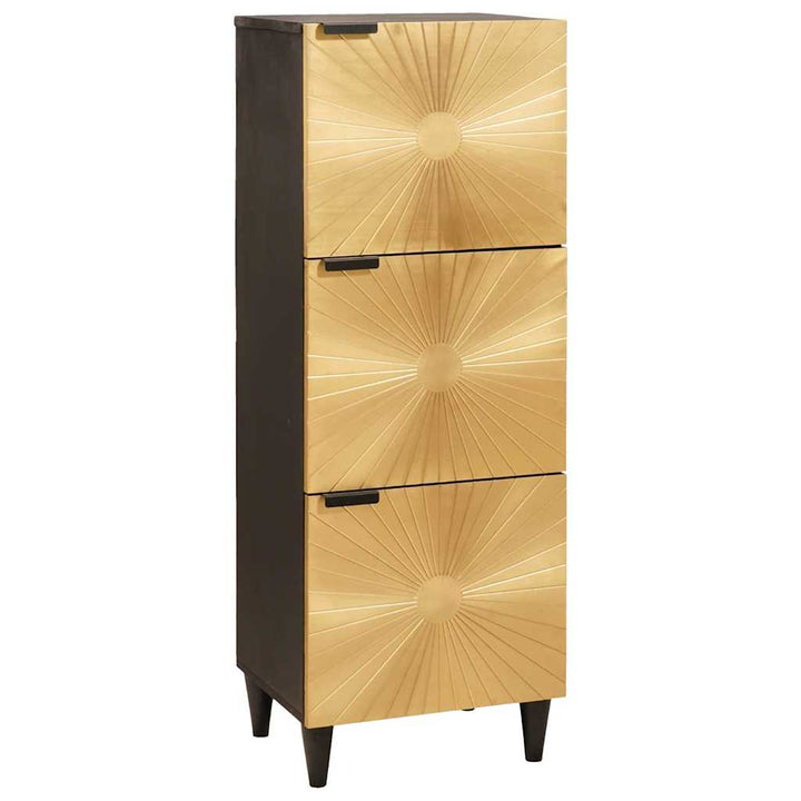 Sideskab Sort og guld 40 x 33.5 x 110 cm Massivt mangotræ