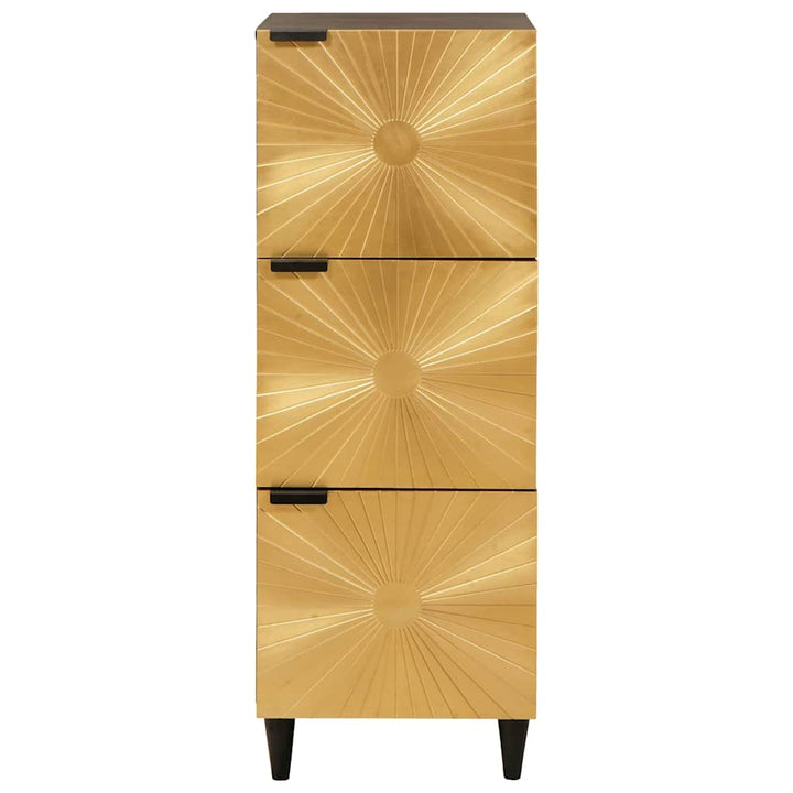 Sideskab Sort og guld 40 x 33.5 x 110 cm Massivt mangotræ