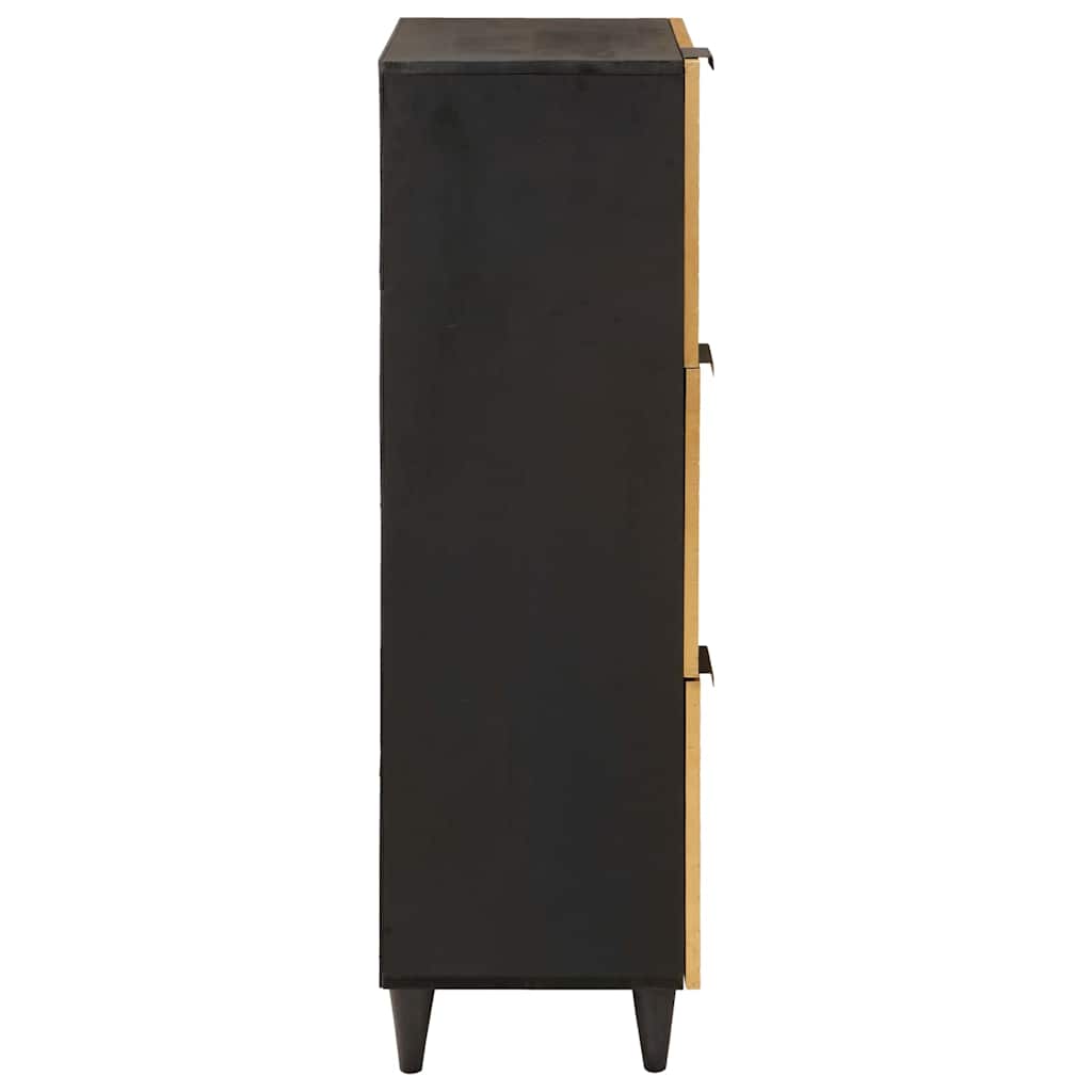 Sideskab Sort og guld 40 x 33.5 x 110 cm Massivt mangotræ