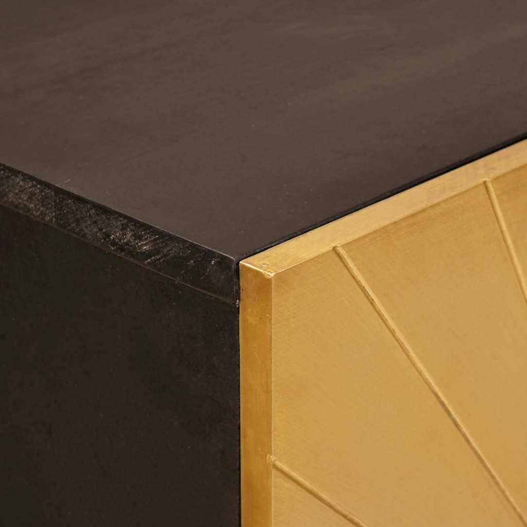 Sideskab Sort og Guld 60 x 33.5 x 100 cm Massivt mangotræ